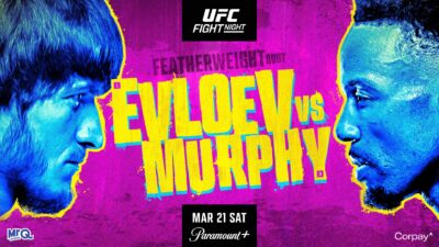 UFC Fight Night poster with two fighters.